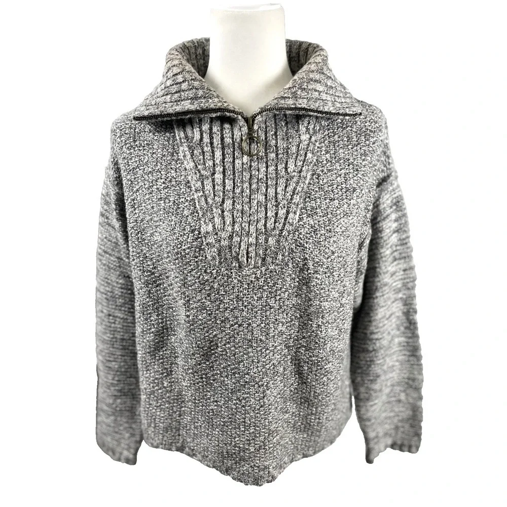 Women's‎ Mock Turtleneck Quarter Zip Pullover Sweater Universal Threads Gray M